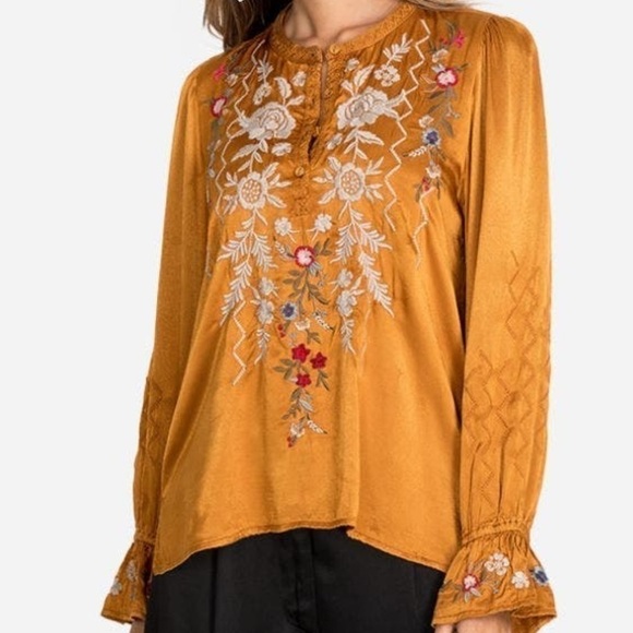 Johnny Was Heavily Embroidered Roma Victorian Prairie Blouse In Topaz NWT - Picture 5 of 9